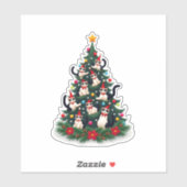 Tuxedo Katze Weihnachtsbaum Tuxedo Katze Lights Xm Aufkleber (Blatt)