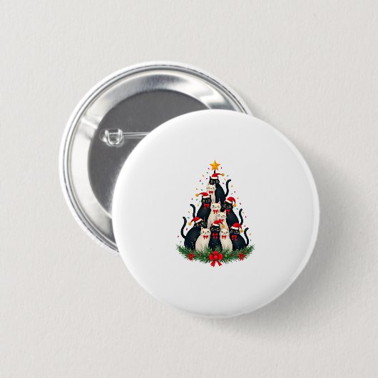 Tuxedo Katze Weihnachtsbaum Tuxedo Katze Lights Xm Button (Vorne & Hinten)