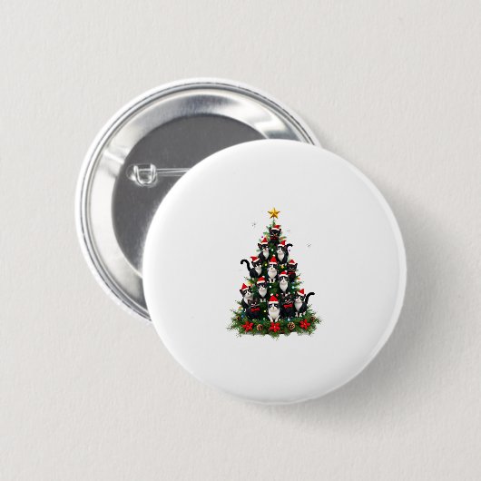 Tuxedo Katze Weihnachtsbaum Tuxedo Katze Lights Xm Button (Vorne & Hinten)