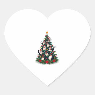 Tuxedo Katze Weihnachtsbaum Tuxedo Katze Lights Xm Herz-Aufkleber