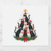 Tuxedo Katze Weihnachtsbaum Tuxedo Katze Lights Xm Schaumweinetikett (Einzelnes Label)