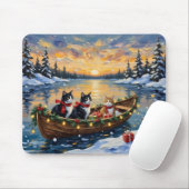 Tuxedo-Katze Weihnachtsboot Urlaub Mousepad (Mit Mouse)
