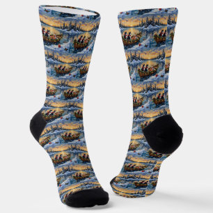 Tuxedo-Katze Weihnachtsboot Urlaub Socken