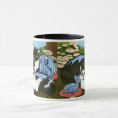 Tuxedo-Katzen-blaue Tasse (Zentrum)