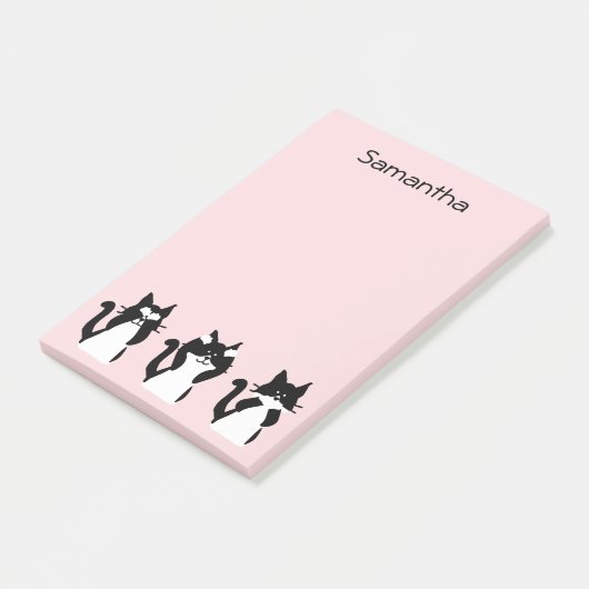 Tuxedo Katzen Drei weiße Kätzchen Pink, individuel Post-it Klebezettel (angewinkelt)