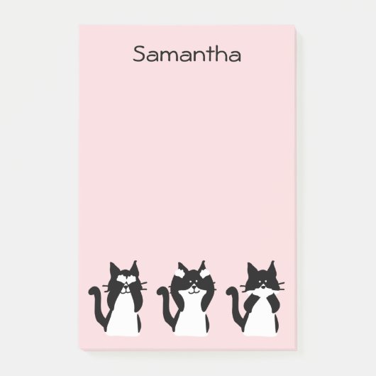 Tuxedo Katzen Drei weiße Kätzchen Pink, individuel Post-it Klebezettel (Vorderseite)