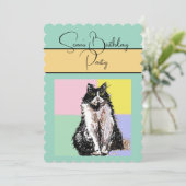 Tuxedo Katzen Jungen Geburtstagsparty Einladung (Stehend Vorderseite)