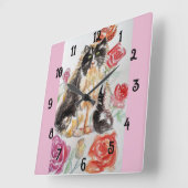 Tuxedo Katzen Kunst, Kinder und Dichtung Quadratische Wanduhr (Winkel)