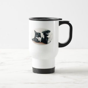 Tuxedo-Katzen-Kunst-Reise-Tasse Reisebecher