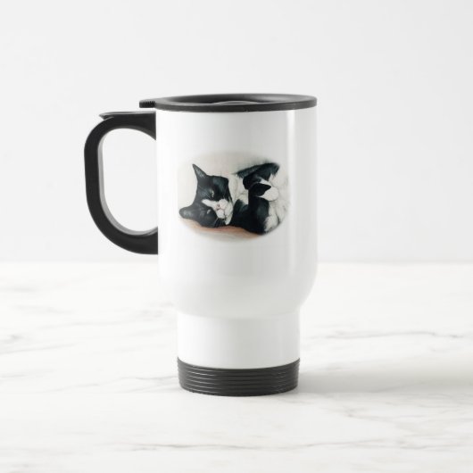 Tuxedo-Katzen-Kunst-Reise-Tasse Reisebecher (Links)