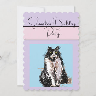 Tuxedo Katzen Lila Geburtstagsparty Einladung