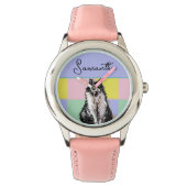 Tuxedo Katzen Niedlich Katzen Schwarz-weiß Pastell Armbanduhr (Vorderseite)