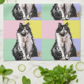 Tuxedo Katzen Niedlich Katzen Schwarz-weiß Pastell Geschirrtuch (Gefaltet)