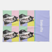 Tuxedo Katzen Niedlich Katzen Schwarz-weiß Pastell Geschirrtuch (Horizontal)