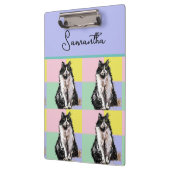 Tuxedo Katzen Niedlich Katzen Schwarz-weiß Pastell Klemmbrett (Links)