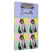 Tuxedo Katzen Niedlich Katzen Schwarz-weiß Pastell Klemmbrett (Rechts)