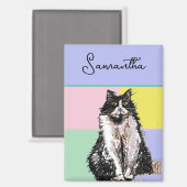 Tuxedo Katzen Niedlich Katzen Schwarz-weiß Pastell Magnet (Vorderseite/Rückseite)