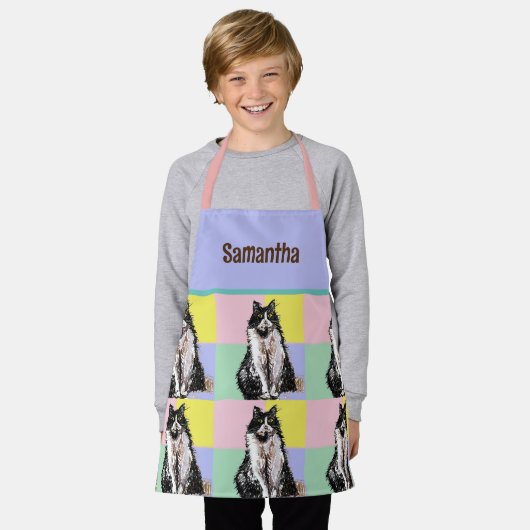 Tuxedo Katzen Niedlich Katzen Schwarz-weiß Pastell Schürze (Getragen)