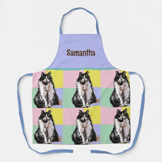 Tuxedo Katzen Niedlich Katzen Schwarz-weiß Pastell Schürze (Vorderseite)