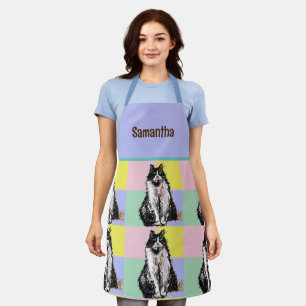Tuxedo Katzen Niedlich Katzen Schwarz-weiß Pastell Schürze
