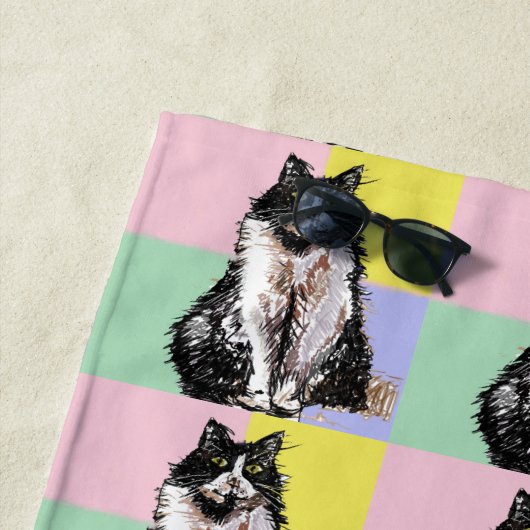 Tuxedo Katzen Niedlich Katzen Schwarz-weiß Pastell Strandtuch (Beispiel)