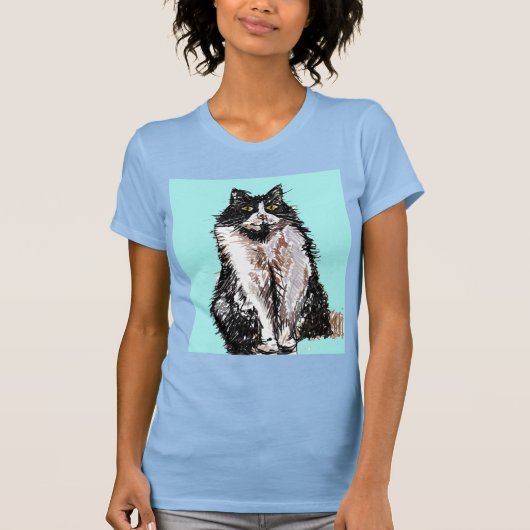 Tuxedo Katzen niedlich Schwarze und Weiße Haustier T-Shirt (Vorderseite)