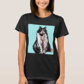 Tuxedo Katzen niedlich Schwarze und Weiße Haustier T-Shirt (Vorderseite)
