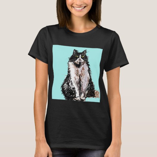 Tuxedo Katzen niedlich Schwarze und Weiße Haustier T-Shirt (Vorderseite)