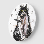 Tuxedo Katzen Niedlich Wasserfarbige Uhr (Winkel)