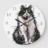 Tuxedo Katzen Niedlich Wasserfarbige Uhr (Vorderseite)
