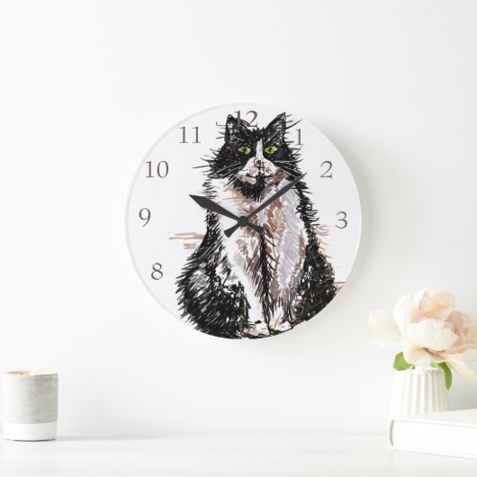 Tuxedo Katzen Niedlich Wasserfarbige Uhr (Zuhause)