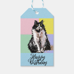 Tuxedo Katzen Niedliche Katzen Schwarz-weiß Pastel Geschenkanhänger