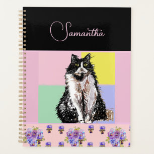 Tuxedo Katzen Pastellfarbene, rosa Mädchen Planer