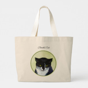 Tuxedo-Katzen-Porträtmalerei Süße Originalkunst Jumbo Stoffbeutel