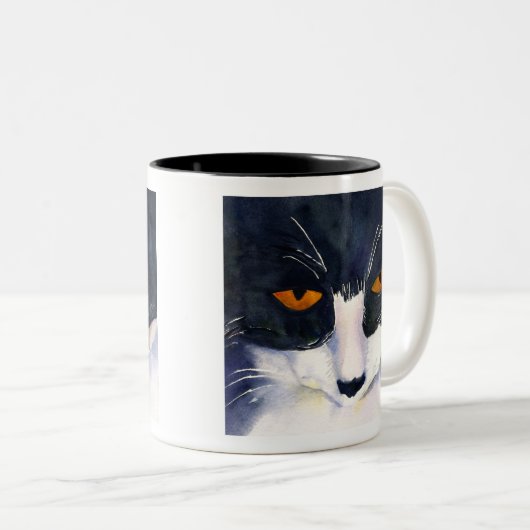 Tuxedo-Katzen-Tasse Zweifarbige Tasse (VorderseiteRechts)