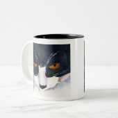 Tuxedo-Katzen-Tasse Zweifarbige Tasse (Vorderseite Links)