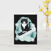 Tuxedo Katzen und Schneeschuhwinterfans Karte (Gelbe Blume)