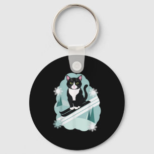 Tuxedo Katzen und Schneeschuhwinterfans Schlüsselanhänger