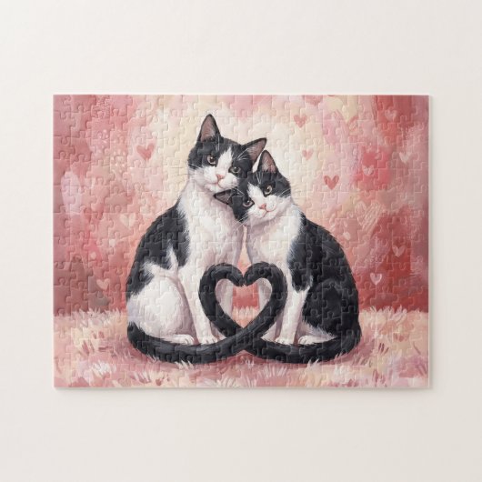 Tuxedo-Katzen Valentinstag-Puzzle Puzzle (Horizontal)