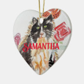 Tuxedo Katzenfarbe Schwarz-Weiß-Kinder Name Dekora Keramik Ornament (Links)