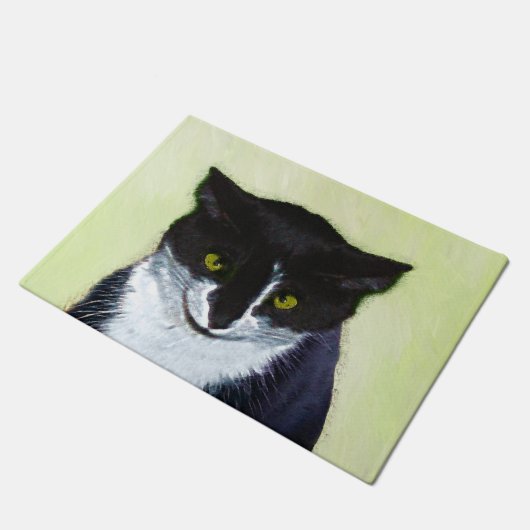 Tuxedo Katzenmalerei - Niedliche Originalkatzenart Fußmatte (Schrägansicht)