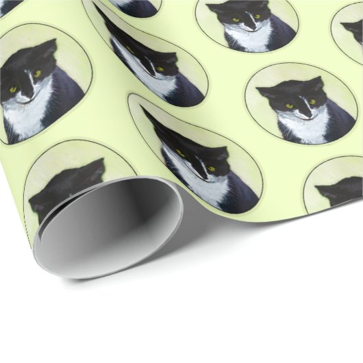 Tuxedo Katzenmalerei - Niedliche Originalkatzenart Geschenkpapier (Rolleneckpunkt)
