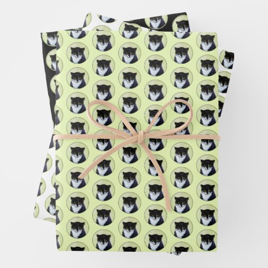 Tuxedo Katzenmalerei - Niedliche Originalkatzenart Geschenkpapier Set (Beispiel)