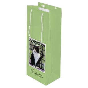 Tuxedo Katzenmalerei - Niedliche Originalkatzenart Geschenktüte Für Weinflaschen