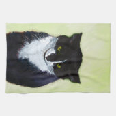 Tuxedo Katzenmalerei - Niedliche Originalkatzenart Handtuch (Horizontal)