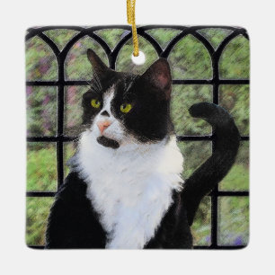 Tuxedo Katzenmalerei - Niedliche Originalkatzenart Keramikornament