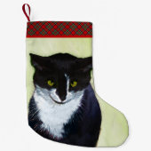Tuxedo Katzenmalerei - Niedliche Originalkatzenart Kleiner Weihnachtsstrumpf (Vorderseite)