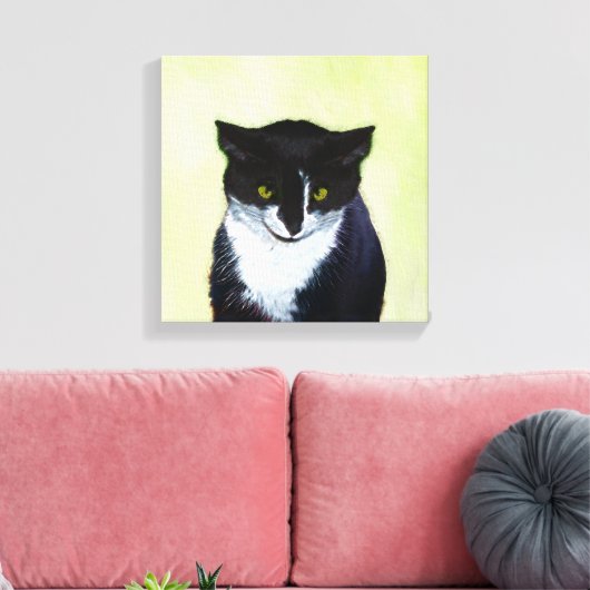Tuxedo Katzenmalerei - Niedliche Originalkatzenart Leinwanddruck (Insitu (Wohnzimmer))