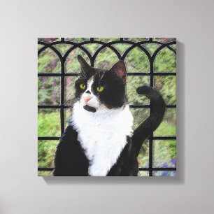 Tuxedo Katzenmalerei - Niedliche Originalkatzenart Leinwanddruck