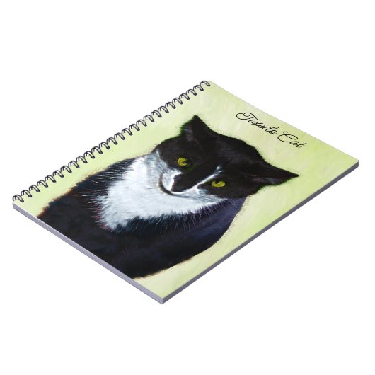 Tuxedo Katzenmalerei - Niedliche Originalkatzenart Notizblock (Linke Seite)